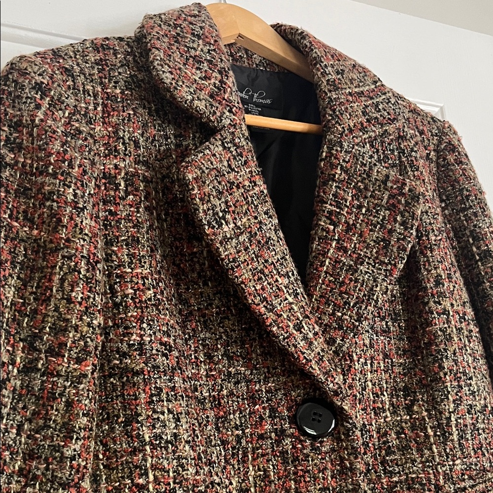 Brandon Thomas Women's Tweed Blazer - Large Buttons Accent Preppy Office Fall